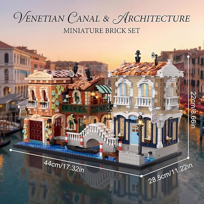 Venice Rivera Building Block Set Italian Canal City Architecture Street View Kit with LED Lighting Collectible Home Decor Gift for Adults & Teens4610 PiecesBarweer 010