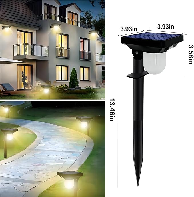 Solar Landscape Spotlight, 4 Pack IP65 Waterproof Outdoor Garden Solar Powered Pathway Light Motion Sensor Path Lighting for Yard, Patio, Pathway