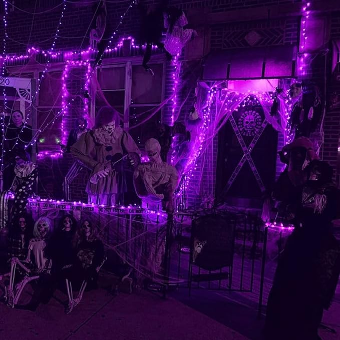 Dazzle Bright Purple Halloween Fairy String Lights, 4 Pack Total 80FT 240LED Copper Wire Battery Operated Waterproof Lights, Halloween Decorations for Indoor Home Outdoor Patio Yard Party Decor