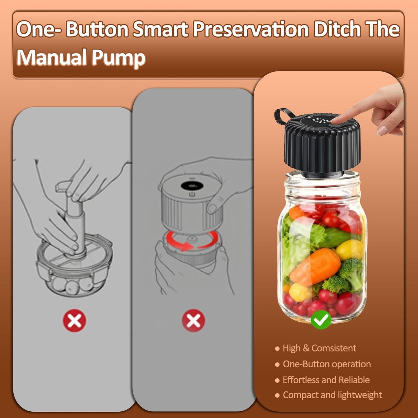 Electric Mason Jar Vacuum Sealer, Upgraded 3-in-1 Mason Vacuum Sealer Kit, Canning Supplies for Wide & Regular Mouth, Fully Automated and Portable for Food Storage (Black)