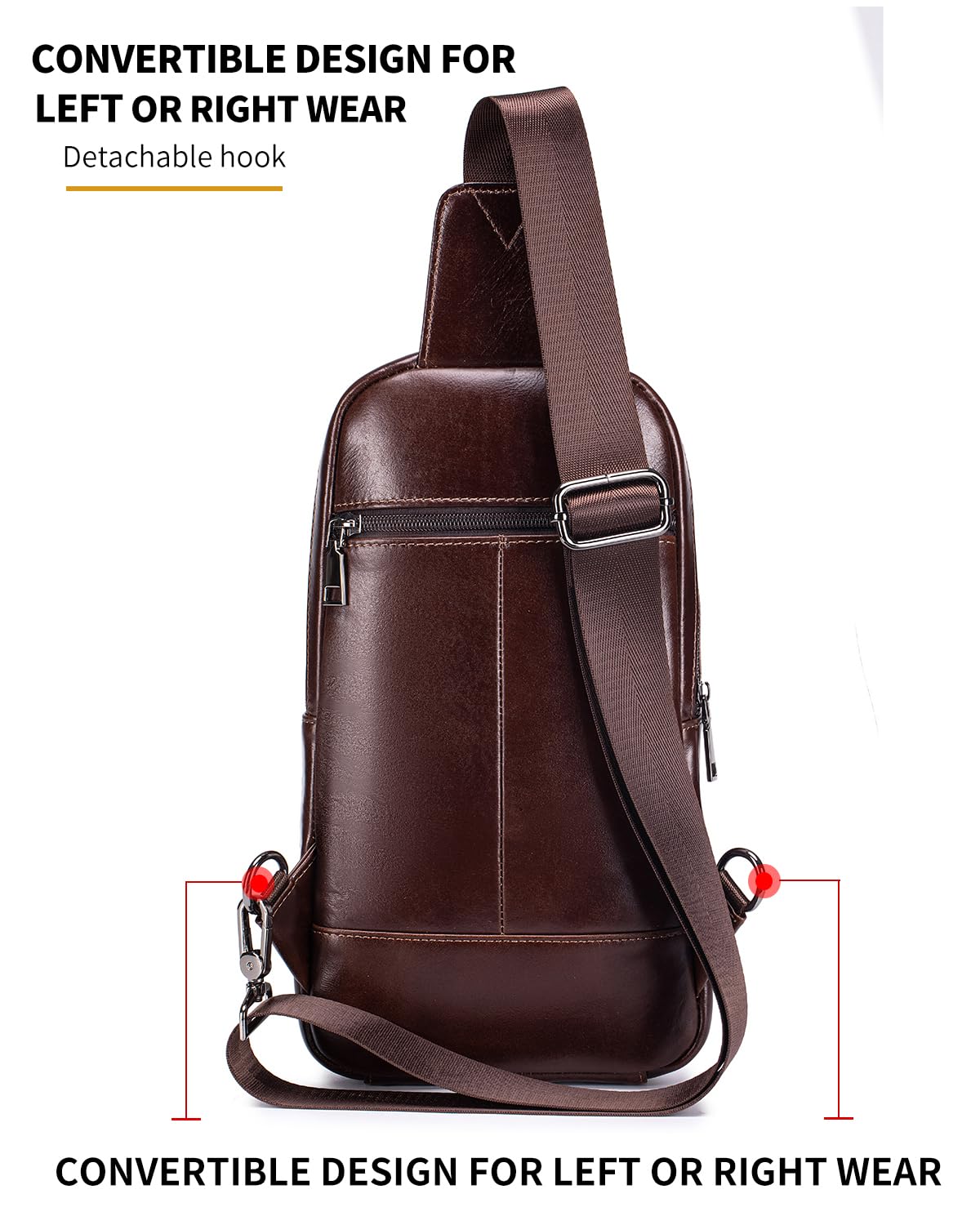 RAINBOW HORSE Genuine Leather Shoulder Bag, Men's Crossbody Chest Bag, Casual Front Pack, Suitable for Travel, Hiking, and Daily Use