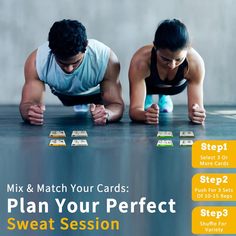 ELAORY Bodyweight & Resistance Belt Workout Cards, 100 Different Exercise Cards with Detailed Illustrations, Large Size 5" x 3.5" Fitness Cards for Women & Men