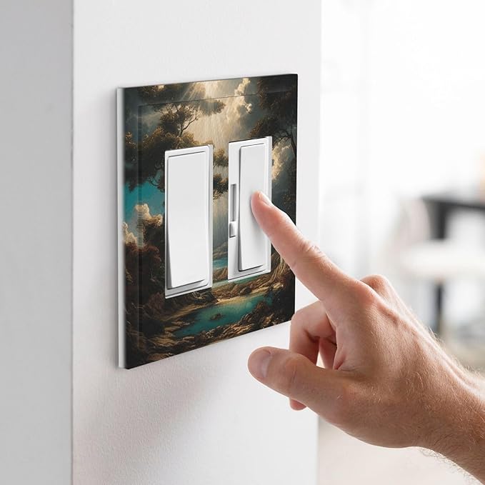 Decorative Art Light Switch Covers Sunburst Over the Wilderness 2 Gang Dual Rocker Outlet Switch plate Faceplate GFCI for Home Decor