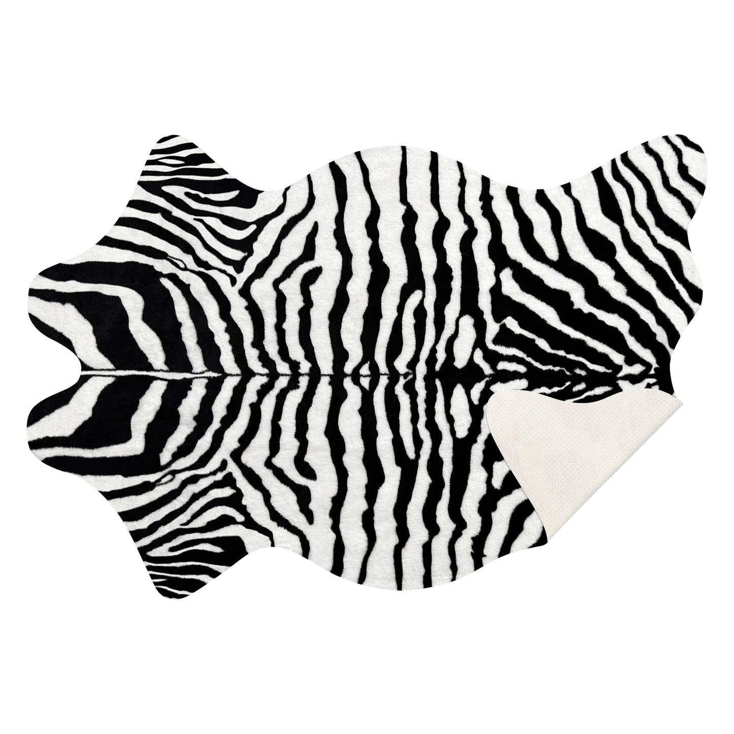Aoczes Zebra Print Rug Small Faux Zebra Area Rug Western Home Decor Animal Carpet for Bedroom Living Room Office Table Wall Decor Mat, 3.6x2.46 Feet(75x110cm)