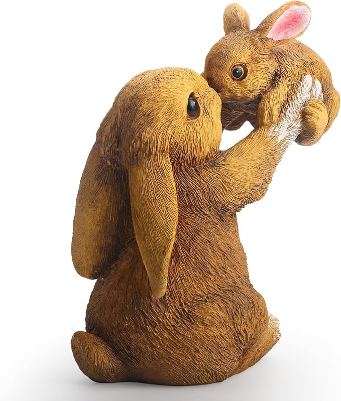 Bunny Decor for Garden, Family Rabbit Figurine Statue for Table Decorations, Adorable Outdoor & Indoor Rabbits Decoration, Gifts for Mom and Women