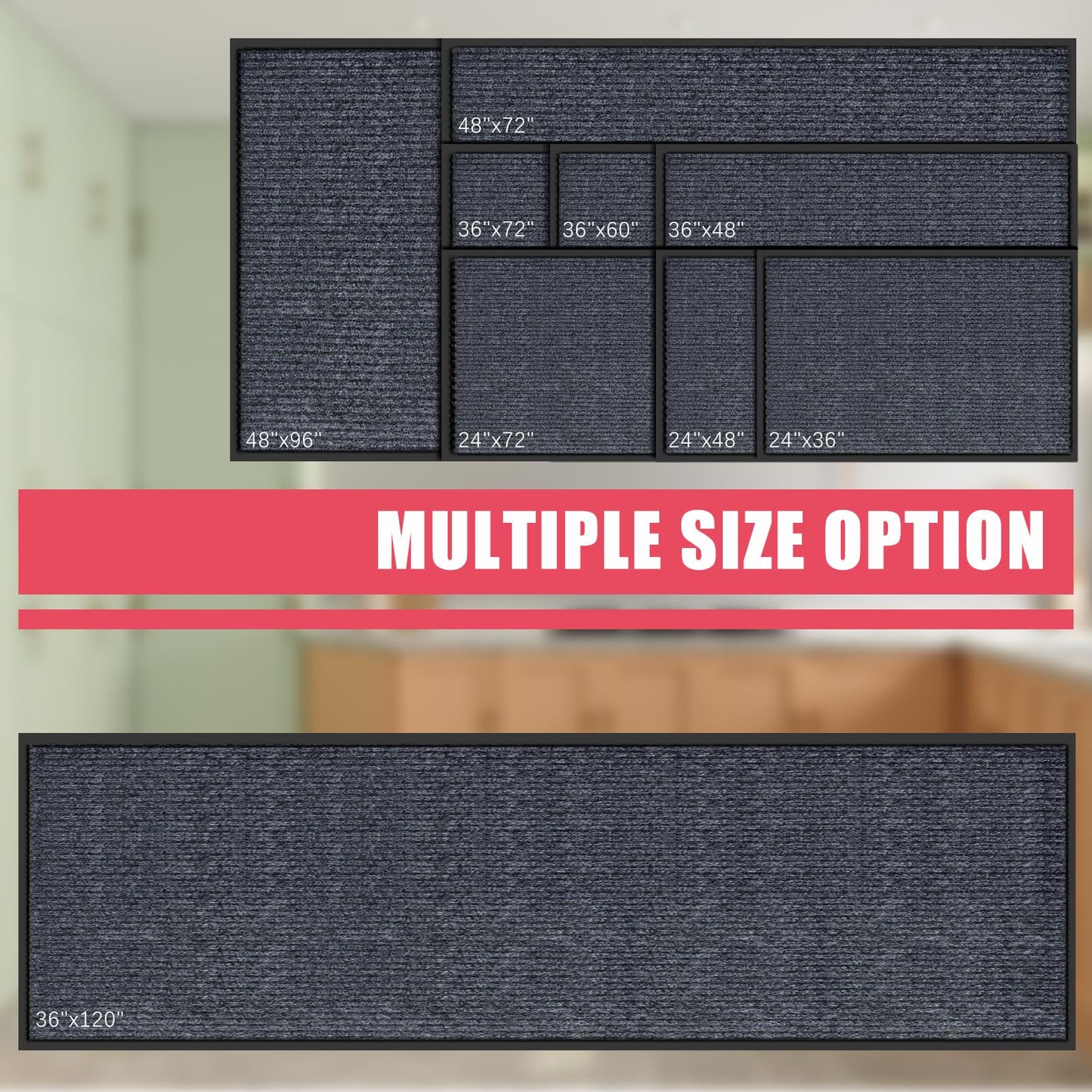 Kuyal Front Door Mat, 4'x6' Indoor Outdoor Entrance Mat, Commercial Floor Mats Inside Outside Entrance, Heavy Duty Durable Welcome Mats, Rubber Backing Non Slip Outdoor Mats for Entryway,Dark Gray