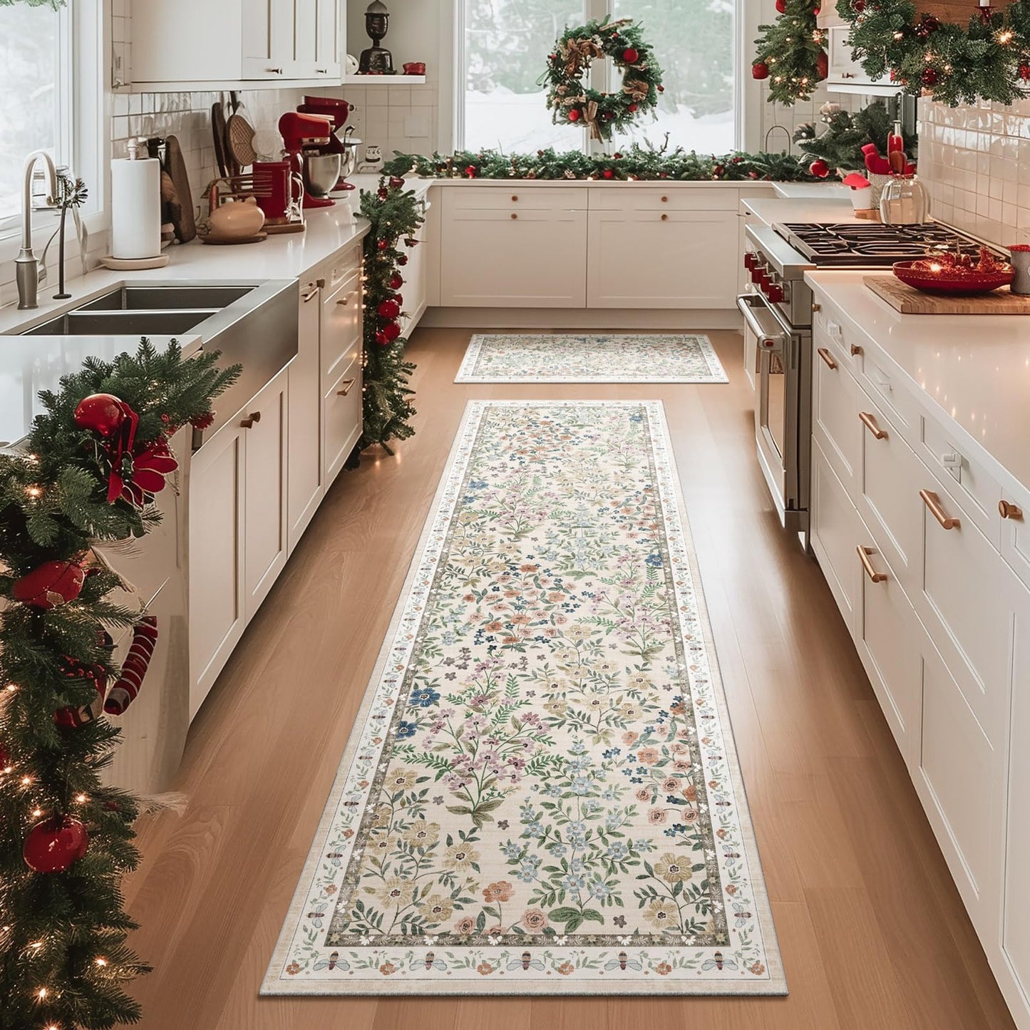 Washable Kitchen Rug Runners for Hallways: 2'6"x8' Bedroom Rug Non Slip Low Pile Soft Stain Resistant Floor Carpet Runner Rug for Kitchen Indoor Entryway Hallway Laundry Room Beside Farmhouse