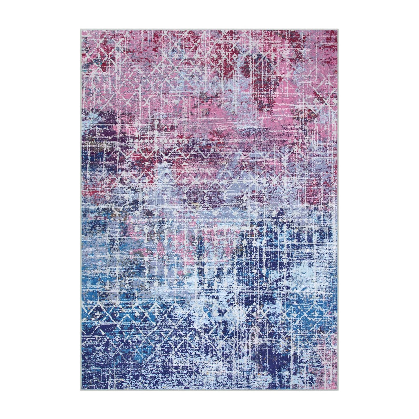 Zealude Boho Abstract Purple Pink Rugs for Bedroom Girls Kids, Washable 5x7 Preppy Colorful Area Rug for Living Dining Room, Non Slip Modern Pastel Carpet for Playroom Nursery Girls Room (5 x 7)