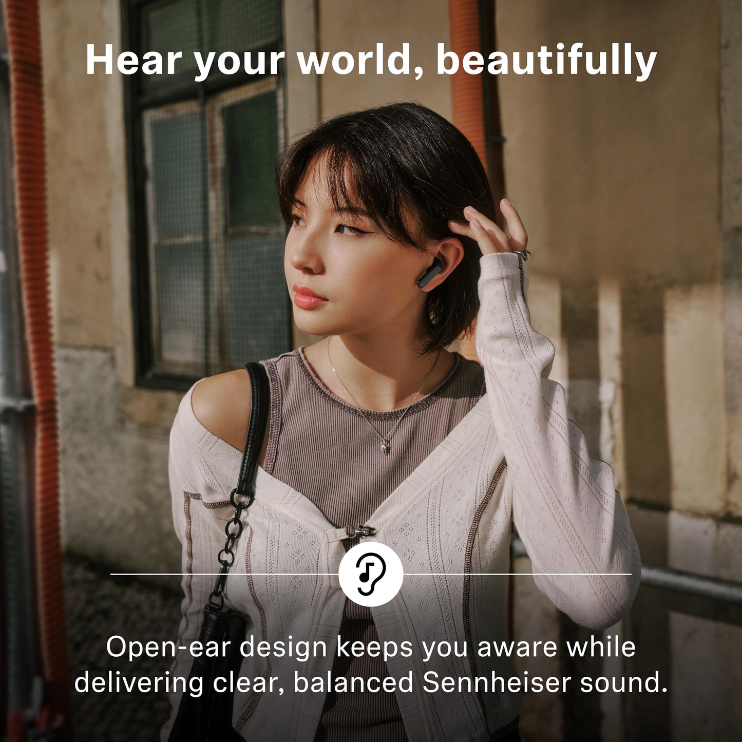 Sennheiser ACCENTUM Open Wireless Earbuds - Open Ear Buds Design, Dynamic Sound & Bluetooth 5.3, IPX4 Splash Protection, 28 Hours Battery Life, USB-C Charging Case, Music, Phone Calls, Travel, Pink