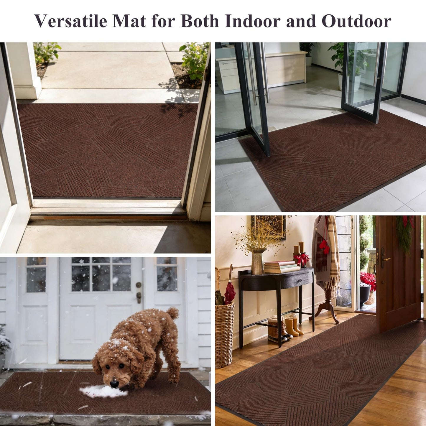 BelleCosy Low Profile Door Mat Indoor Outdoor, 3′ x 5′ Heavy Duty Non Slip Entryway Rug for High Traffic Areas, Grid-Pattern Waterproof All-Weather Floor Mat for Mudroom, Garage, Pet Paths