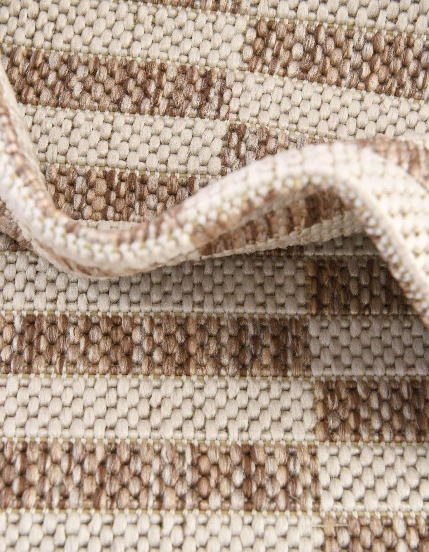 Unique Loom Outdoor Striped Collection Area Rug - Striped (5' 3" Round Taupe/Ivory)