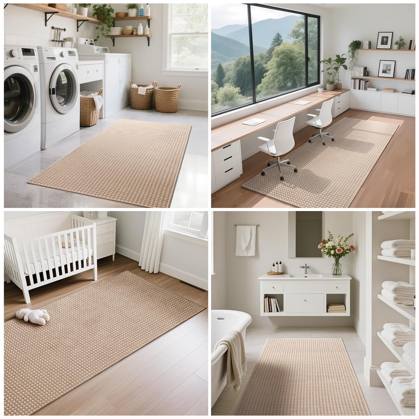 YDKGL 2x6 ft Kitchen Runner Rug Mat Non Slip Boho Woven Hallway Runner Washable, Soft Long Entryway Laundry Hall Floor Runners Rugs Carpet for Indoor Backdoor Bedroom Kitchen Living Room, Brown
