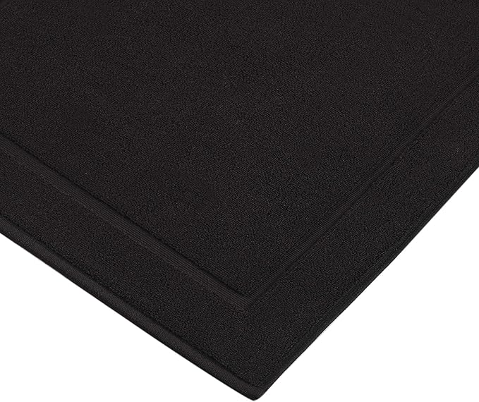 Hawmam Linen Black Bath Mats, 21 x 34 inches, Banded Design, Highly Absorbent