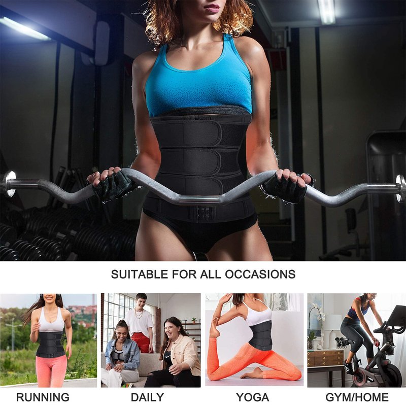Eleady Wowen Sauna Waist Trainer Trimmer Belt for Weight Loss Corset Slimming Body Shaper Cincher Workout Sweat Sport Girdles (Black, Medium)