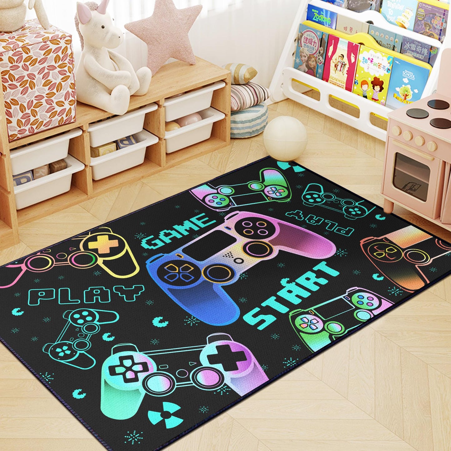 Isyorefam Play Gaming Rug for Bedroom Gamer Mat Gamepad for Boys Room 2x3 for Playroom Decor Washable