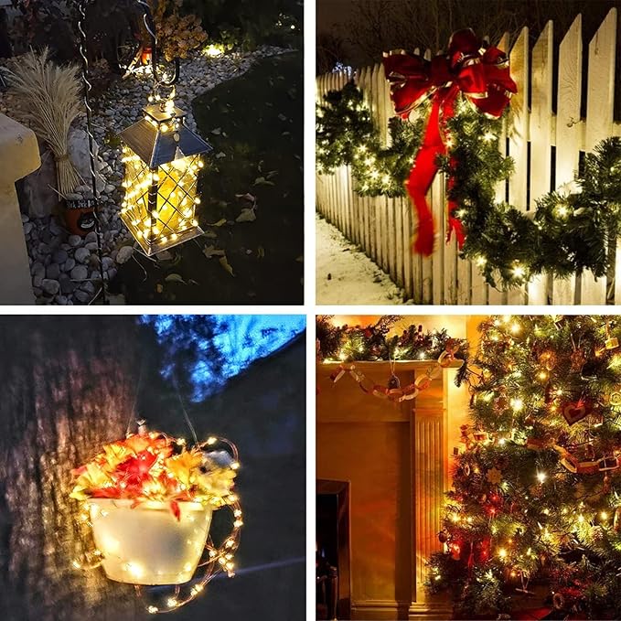 6-Pack Solar String Lights Outdoor, Extra-Long 600LED Christmas Fairy Lights Waterproof, Solar Twinkle Lights Copper Wire 8 Modes Fairy Twinkle Light for Xmas Tree Garden Party Wedding (Warm White)