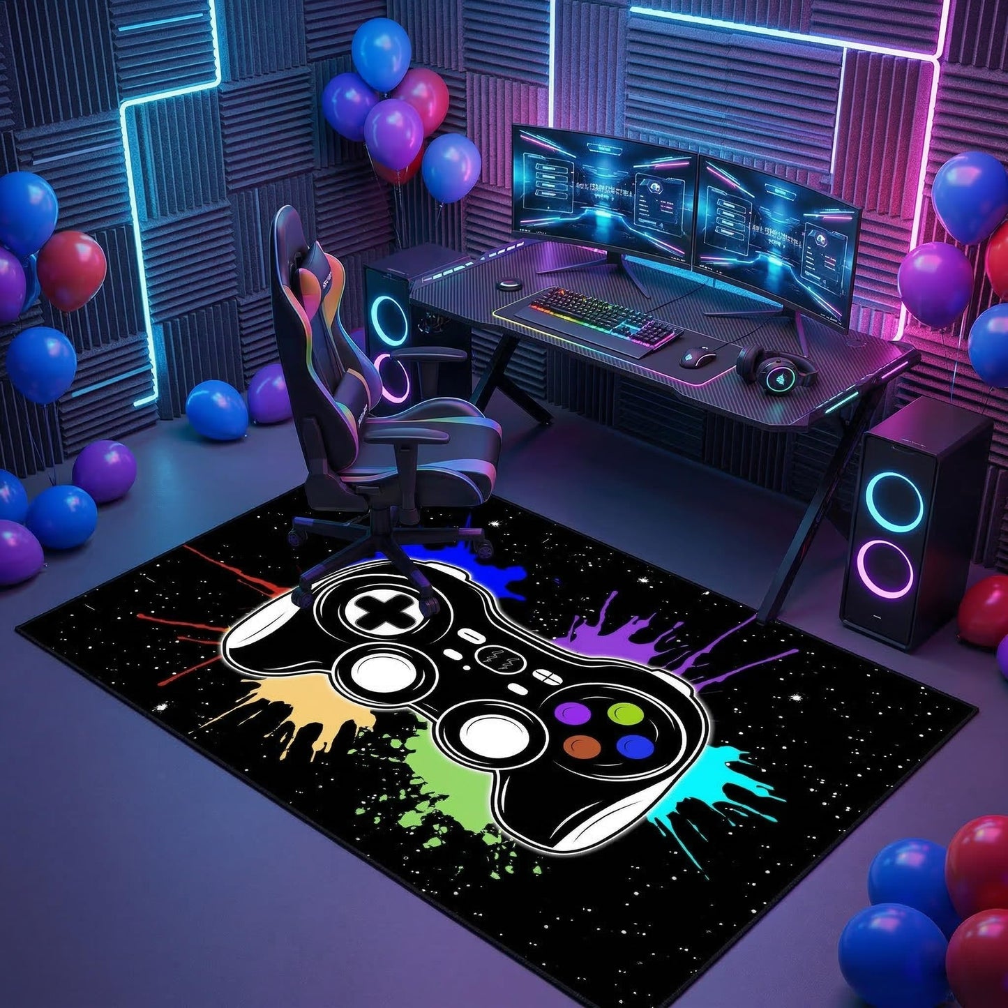 Gamer Rugs for Boys Bedroom Cartoon Painting Gaming Rug for Teens Cool Game Room Decor Gaming Carpet for Dining Living Room Playroom Floor Mats, 2'x3'