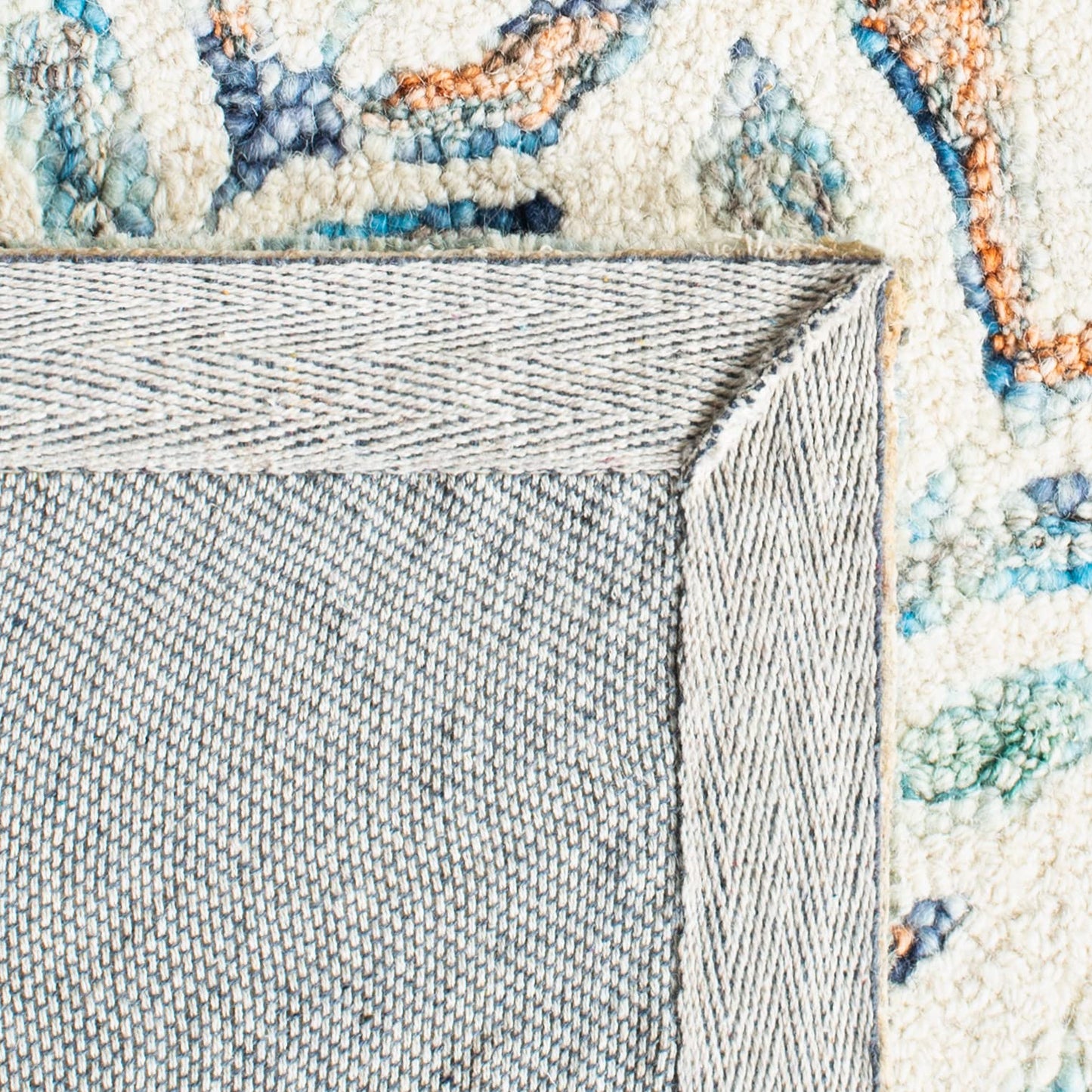 SAFAVIEH Capri Collection Area Rug - 2'3" x 11', Ivory & Blue, Handmade Wool, Ideal for High Traffic Areas in Living Room, Bedroom (CPR208A)