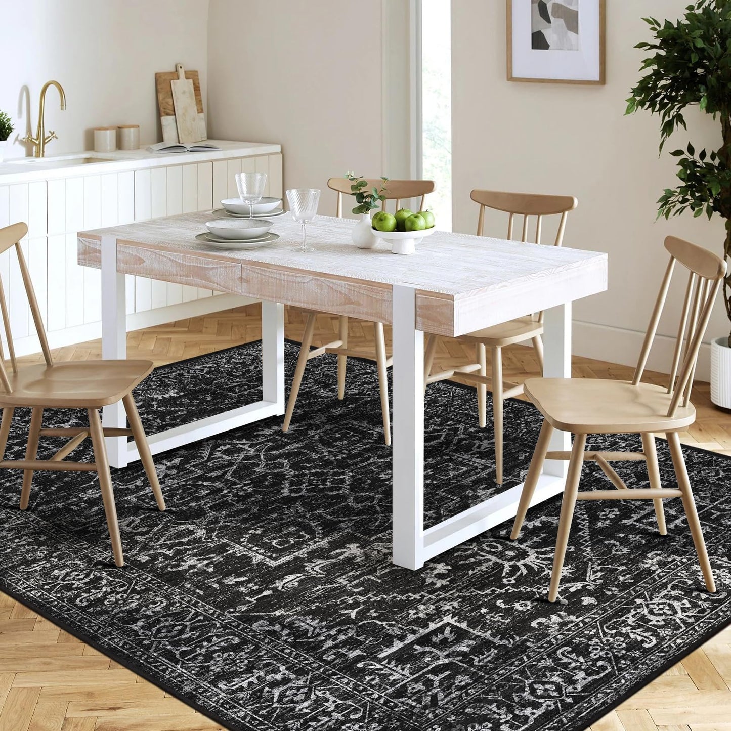 Chair Mat for Hard Floors, QQpony 60" x 48" Office Chair Mat for Hard Surface, Area Rug for Living Room, Protector Floor Rug Mat for Home Office (Black)