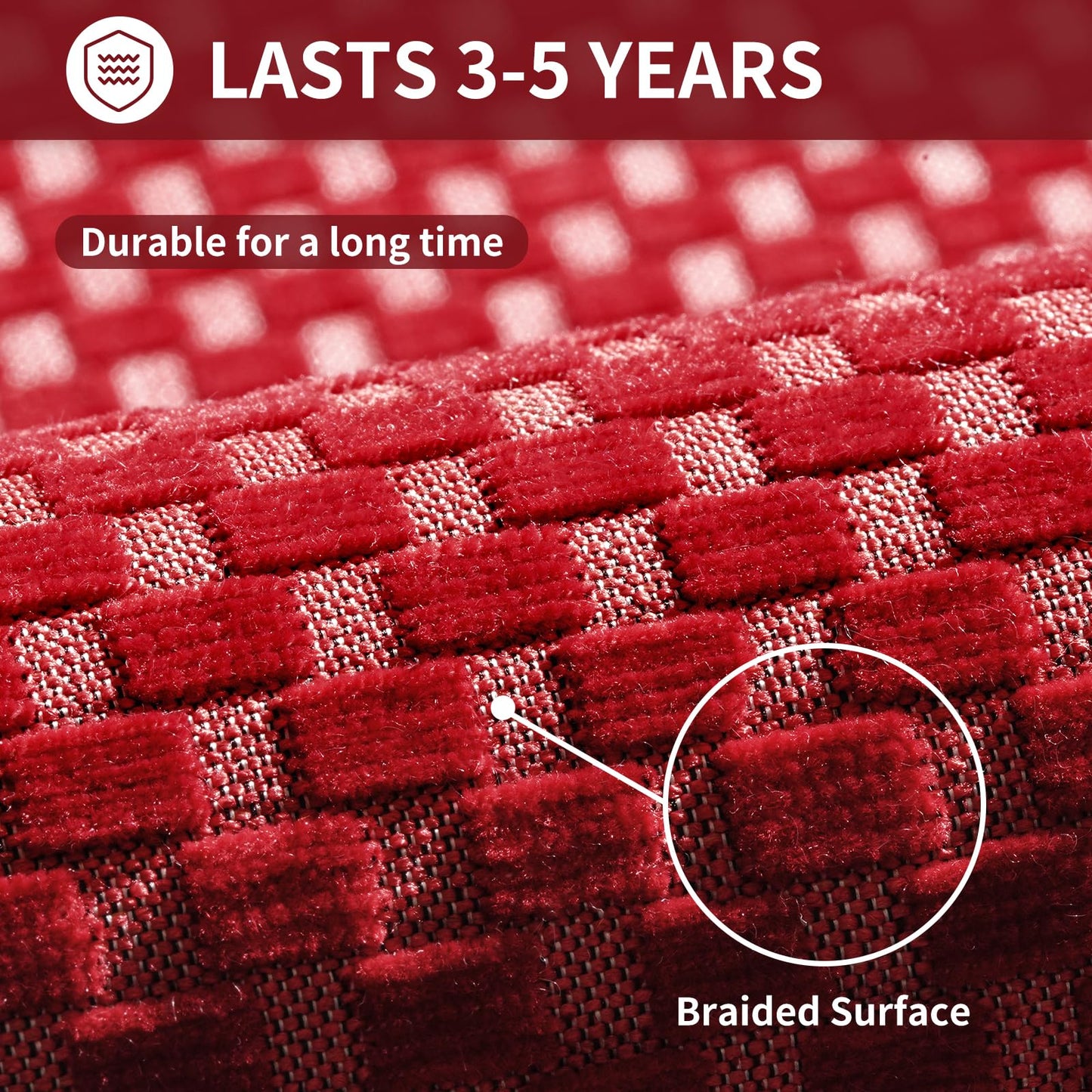 YDKGL Kitchen Rugs Non Slip Washable, Rubber Backing Soft Chenille Braided Kitchen Mats for Floor, Super Absorbent Kitchen Runner Rug Standing Mat Sink Mat, Easy to Clean, Red 17"x47"
