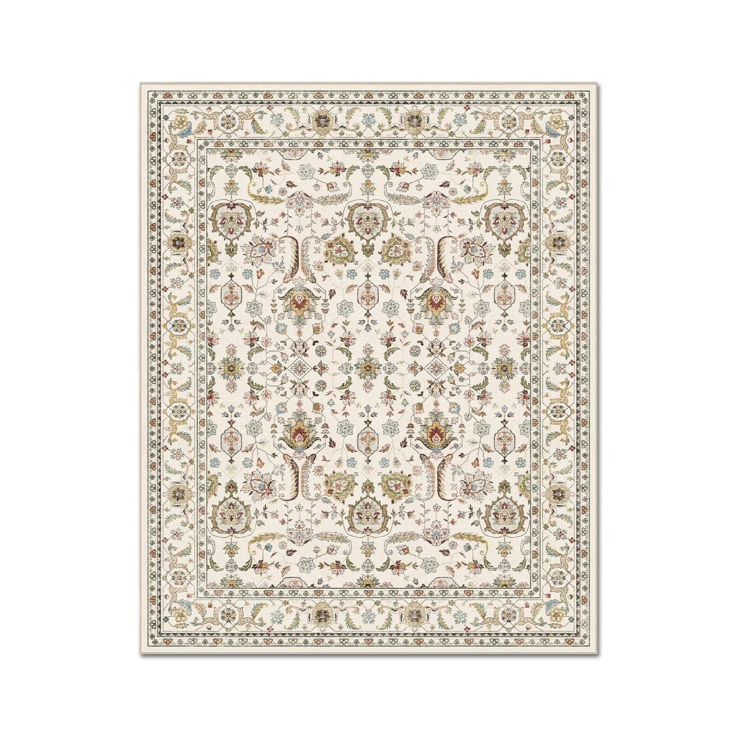 Washable 2x3 Entryway Rug, Boho Vintage Non-Slip Door Mat, Beige
