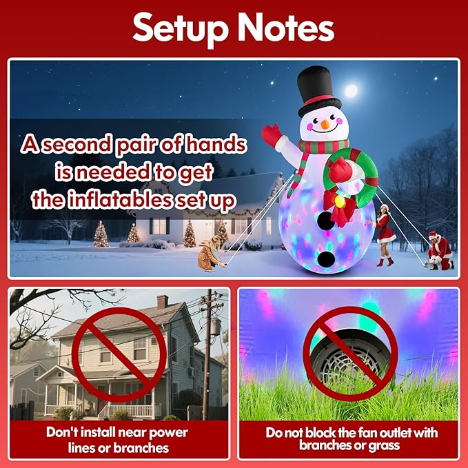 Danxilu 12 FT Giant Christmas Inflatables Snowman Outdoor Decorations Built-in Rotating LED Lights, Huge Inflatable Snow Man Christmas Blow up Yard Decorations for Outside Lawn Holiday Xmas Decor