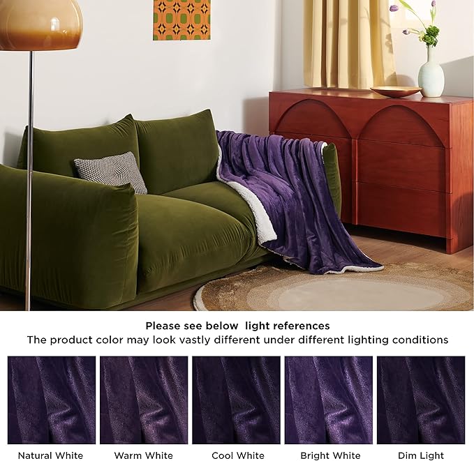 Bedsure GentleSoft Sherpa Fleece Throw Blanket Twin Size for Couch - Thick and Warm Throw for Women, Soft Fuzzy Plush Twin Blanket for Winter, Purple, 60x80 Inches