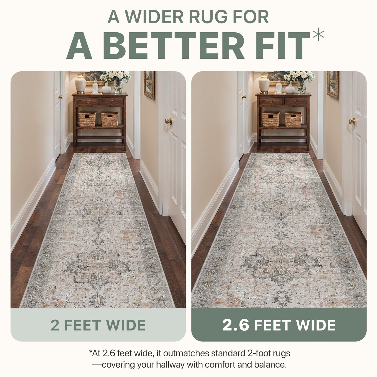 BESBLEE 8x10 Area Rugs for Living Room, Machine Washable Non Slip Vintage Rugs, Low Pile Lightweight Print Rug for Bedroom, Dining Room, Home Office, Light Taupe Brown