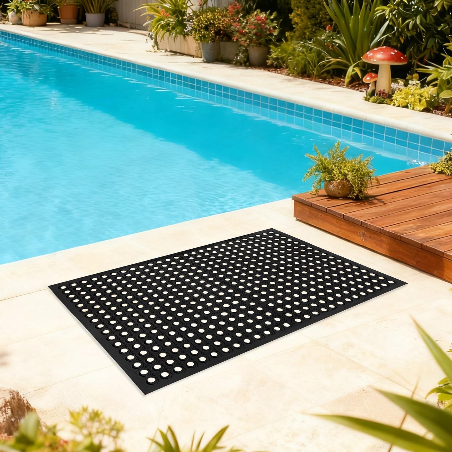 Nexboraque Large Rubber Mat Heavy Duty Drainage Mat 59" x 35" Anti-Fatigue Floor Mat for Kitchens Garage Garden Restaurants Workshops Indoor Outdoor