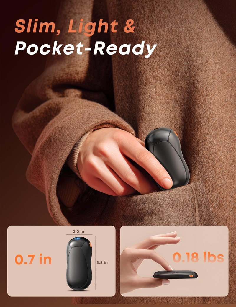 JIJ Rechargeable Hand Warmers 2 Pack - 8000mAh Electric Hand Warmers, Instant 2s Heating, 3 Heat Levels with Digital Display, Safe Gift for Men & Women – Camping, Hiking, Golf, Hunting, Birthday