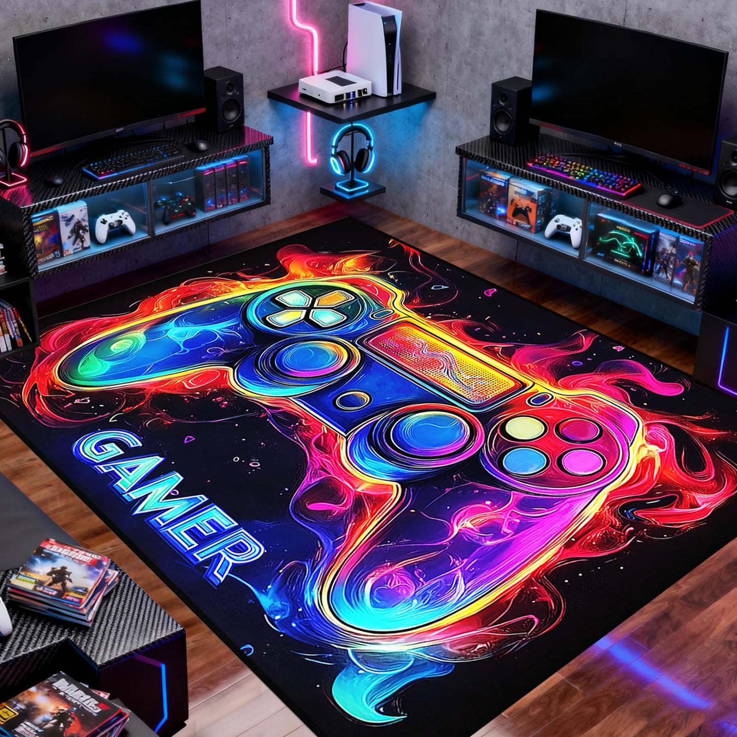6×8 Gaming Rug for Boys Room - Gamer Area Rug for Boys Bedroom Games Themed Kids Room Decor Gaming Carpet Rugs Oversized