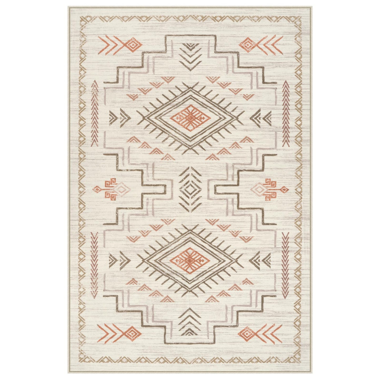 STARUIA Washable 8x10 Area Rug for Living Room, Beige Western Aztec Tribal Moroccan Area Rug, Boys Neutral Rug for Bedroom, Soft Non-Slip Non-Shedding Large Carpet Under Dining Table Home Office