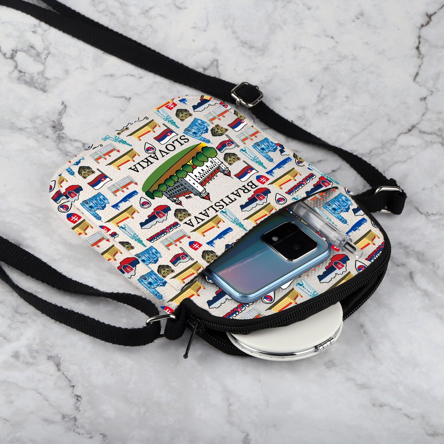 VAMSII Bratislava Slovakia Travel Crossbody Bag Slovakia Bratislava Souvenir Gift Europe Slovakian Capital Messenger Bag (BRATISLAVA)
