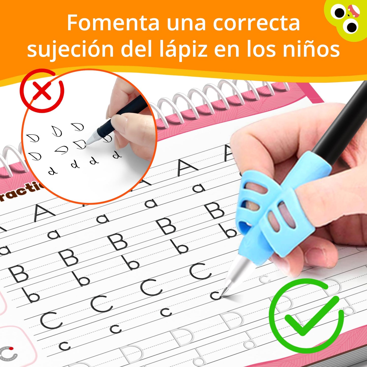Timetome Large Magic Grooved Writing Practice for Kids 3-5 – Spanish Edition | Grooved Writing Books Ages 6-8, Handwriting Practice for Kids 5-7, Preschool Tracing Workbook for Boys & Girls