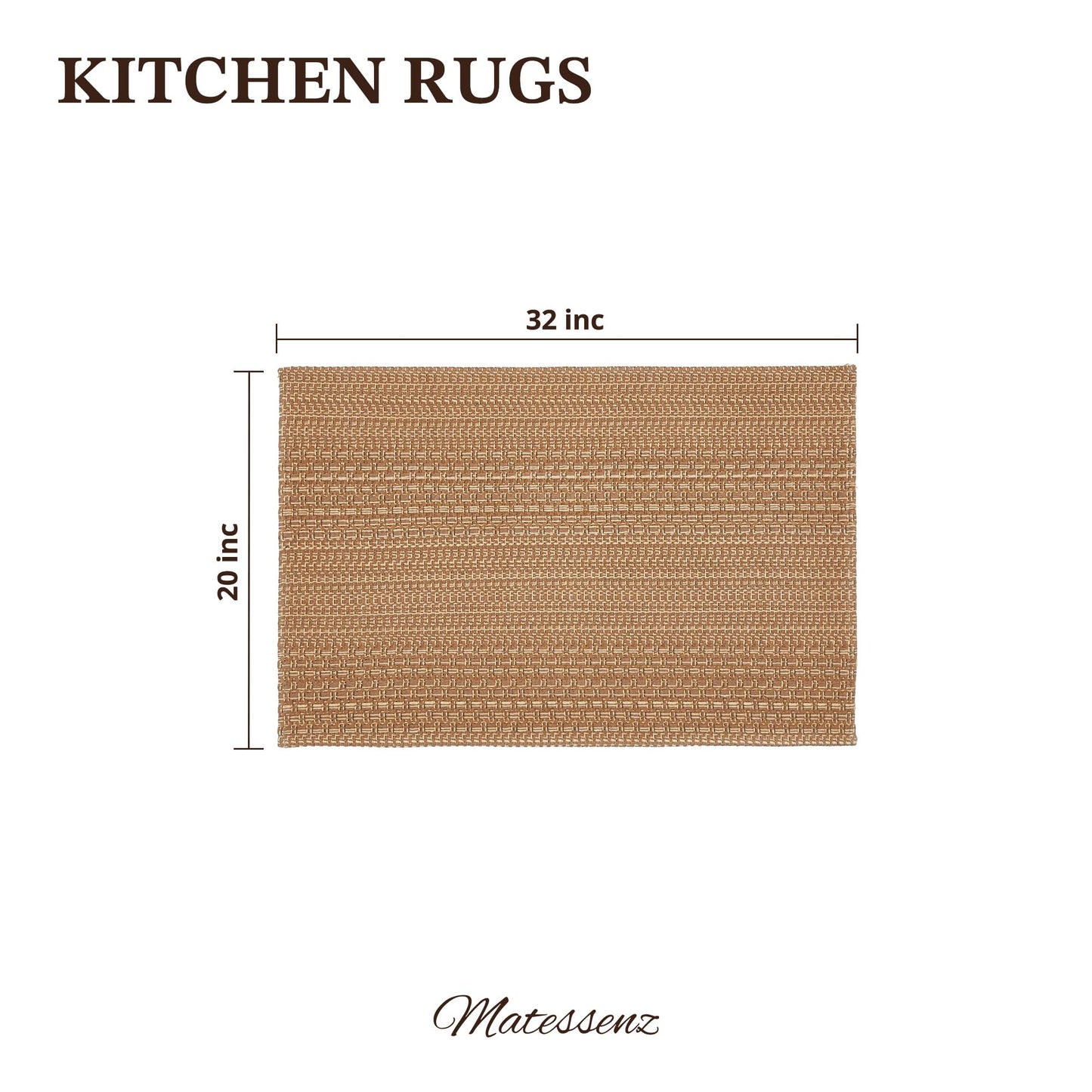 MatEssenz 20"x30" Kitchen Rugs, Woven Kitchen Mats for Floor, Machine Washable Mats Boho Style, Non Slip, Anti-Skid TPR Backing for Kitchen, Non-Slip, Durable, Easy Clean, Everyday Use Brown