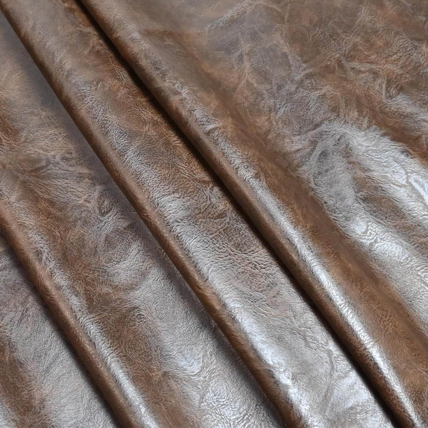 150cm x 140cm (59 x 54 Inch) Soft Leather Fabric - Faux Leather Fabric -1mm Thick for Upholstery - DIY Crafts - Dark Brwon Crazy Horse Distress