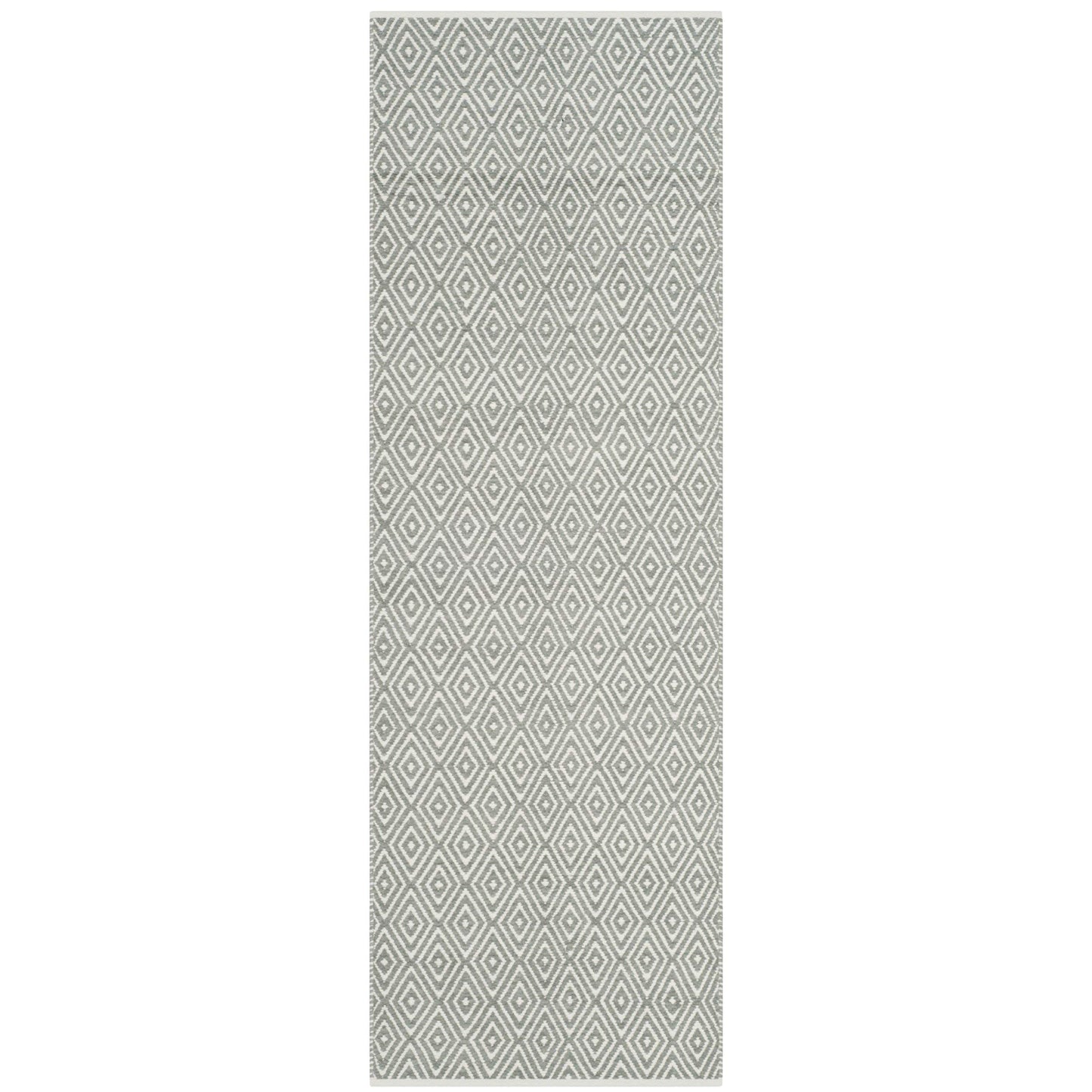 SAFAVIEH Boston Collection 2'3" x 11' Grey BOS682E Handmade Flatweave Cotton Runner Rug