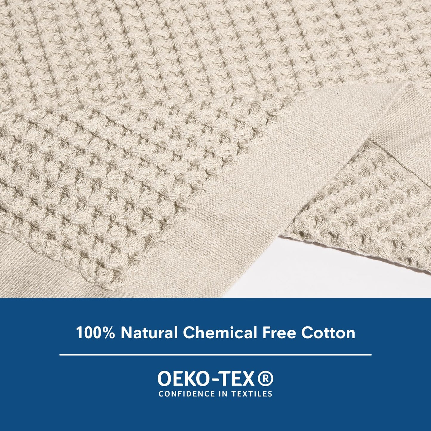 ONSEN Supima Cotton Waffle Bath Mat – Bathroom Rug, Washable Rug, Bathroom Floor Mat – Ultra-Absorbent, Quick-Dry, Soft & Durable Luxury Cotton - Oatmeal, 20x30 in