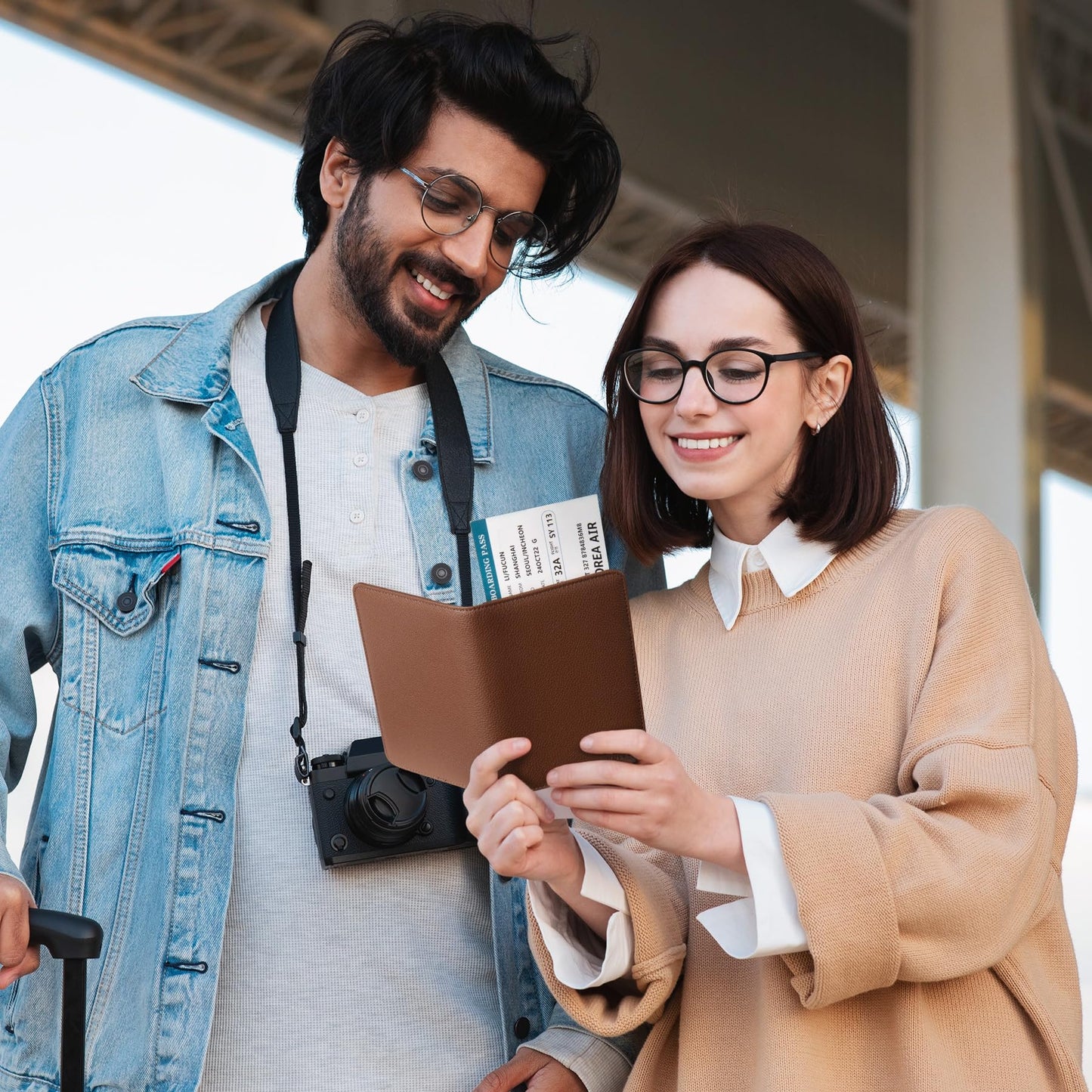 VULKIT Passport Holder Magnetic Closure RFID Blocking Travel Wallet Passport Book Cover Boarding Pass Holder Travel Essentials
