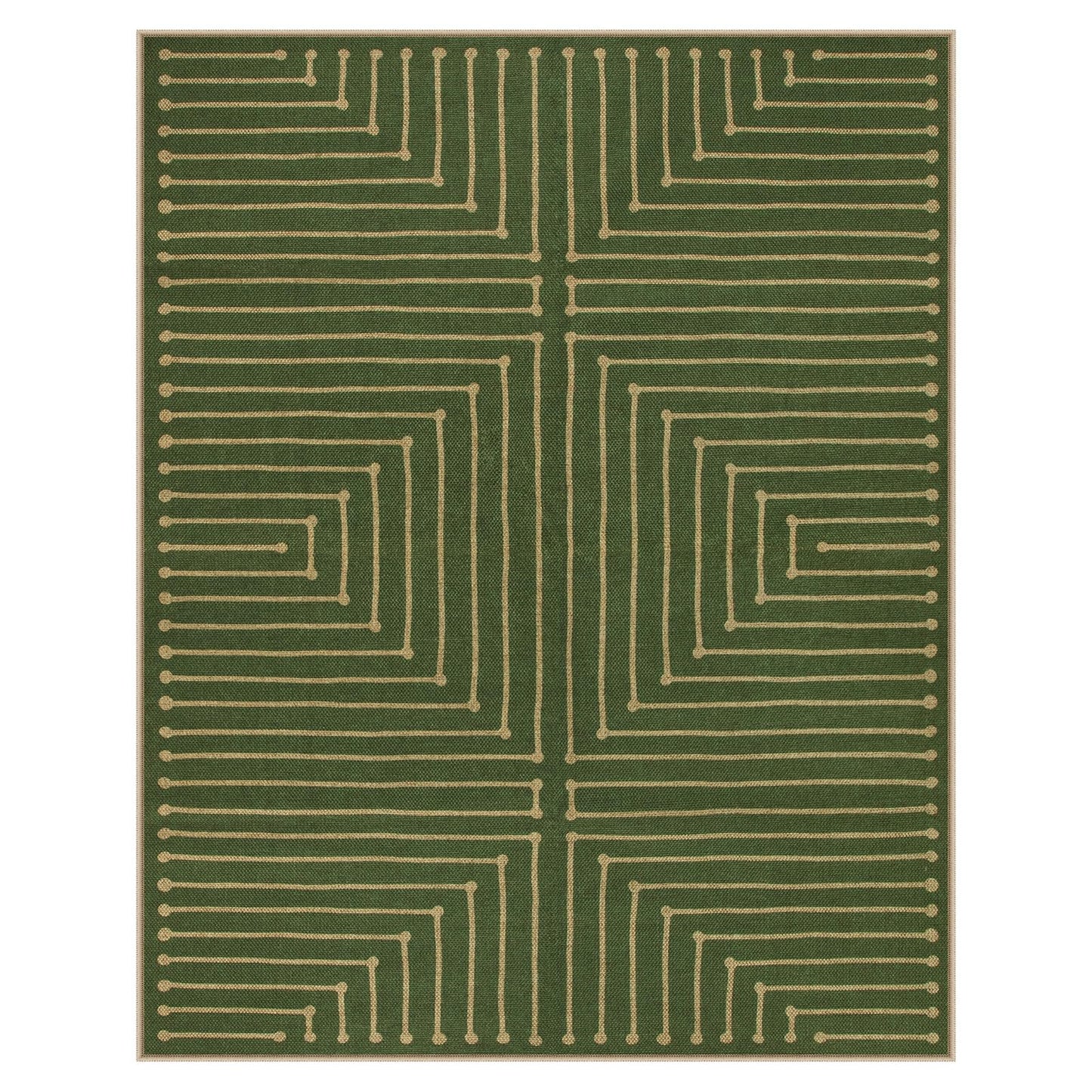 Lahome Neutral Geometric 8x10 Easy Jute Rug, Green Indoor Outdoor Rugs 8x10 for Living Room Office, Farmhouse Rhombus Non Slip Non Shedding Floor Carpet for Patio Backyard Bedroom Decor