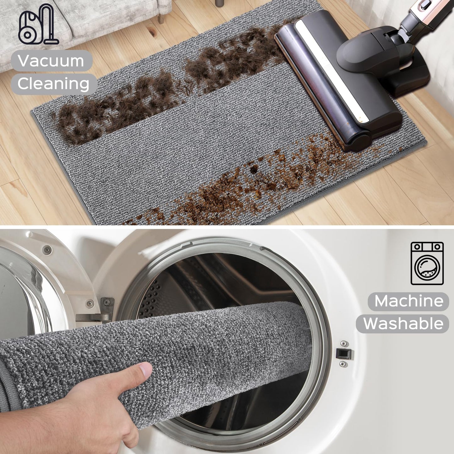 DOMUSTEX Washable Entryway Door Rug 34" x 60", Non Slip Kitchen Rug for Floor, Absorbent Entrance Runner Rug for Bedroom, Living Room, Dining Room (Roll Packing)