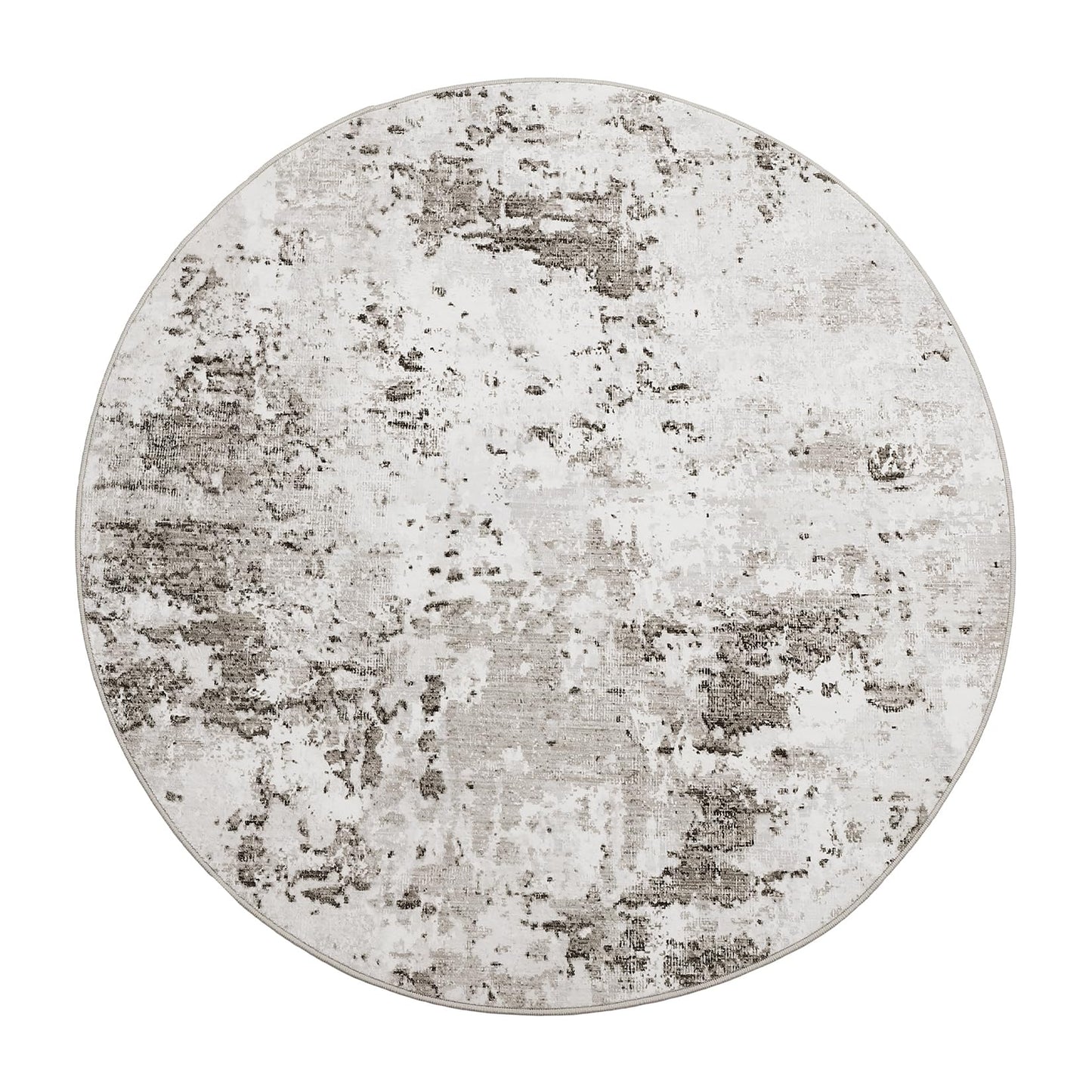 ROYHOME Modern Abstract 6x6 Round Area Rug Non Slip Non Shedding Rug Low Pile Stain Resistant for Bedroom Living Room Office Dining Room,Taupe/Beige