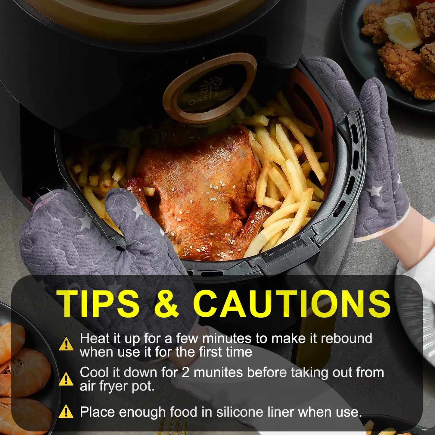 Air Fryer Silicone Liners Square 2 Pack 7.1 Inch Airfryer Liners 4-7 QT Reusable Air Fryer Liners Silicone Pot Oven Liner Baking Tray, Air Fryer Basket Silicone Mat Bowl Air Fryer Accessories Kitchen
