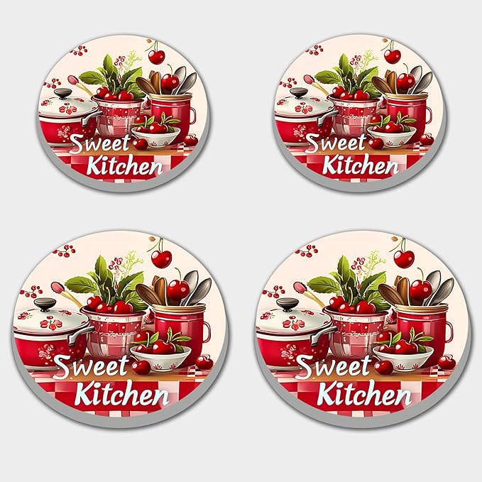 Rustic Farmhouse Electric Stove Burner Covers,4 Pack Round Stove Burner Covers,8 Inches and 10 Inches,Gas Stove Burner Covers,Metal Stove Burner Cover,Sweet Kitchen Restaurant Decorative,Kitchen Decor