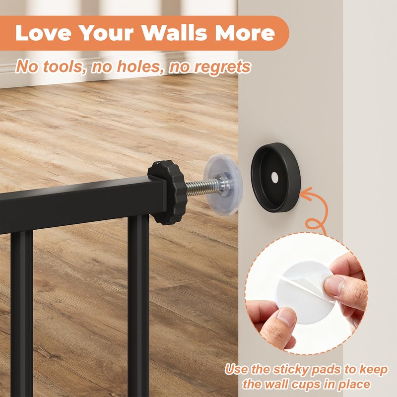 Cideny 34" Extra Tall Baby Gate for Stairs, Auto Close Stroller Friendly Dog Gate Indoor for Doorways, Pressure Mounted 29"-40" Wide Baby Gate, Easy Walk Through Gate for Children & Pets, Black