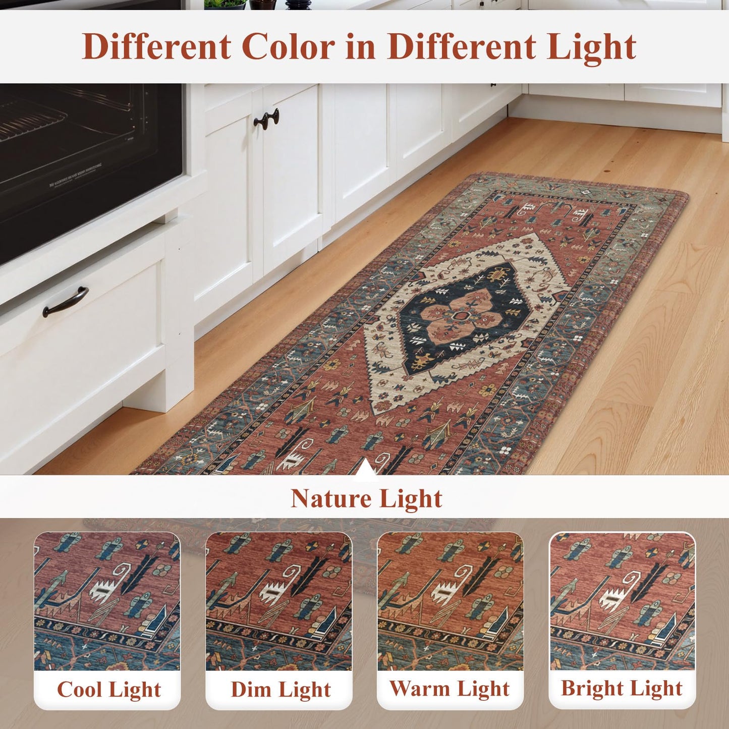 KIMODE Farmhouse Kitchen Mats, Anti Fatigue Kitchen Rugs Sets of 2, Non Slip Waterproof Kitchen Floor Mats, Ergonomic Cushioned Comfort Standing Mat, Red Laundry Room Rug for Office, Sink, Desk