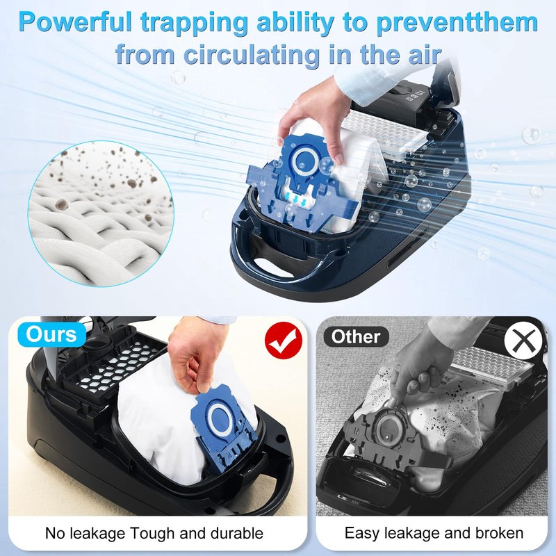 Upgraded 3D Airclean Dust Bags Replacement for Miele GN Vacuum Cleaner Bags for Miele Classic C1, Complete C1 C2 C3, S227, S240, S270, S280, S400, S2, S5, S8 Series Airclean Bags