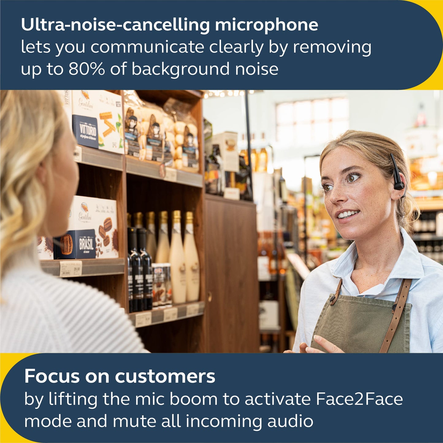 Jabra Perform 45 Push-to-Talk (PTT) Bluetooth Wireless Headset, Noise-Cancelling Microphone, Push-to-Talk Functionality, Face2Face Mode, and Discreet Design, IP54-Rated, Black