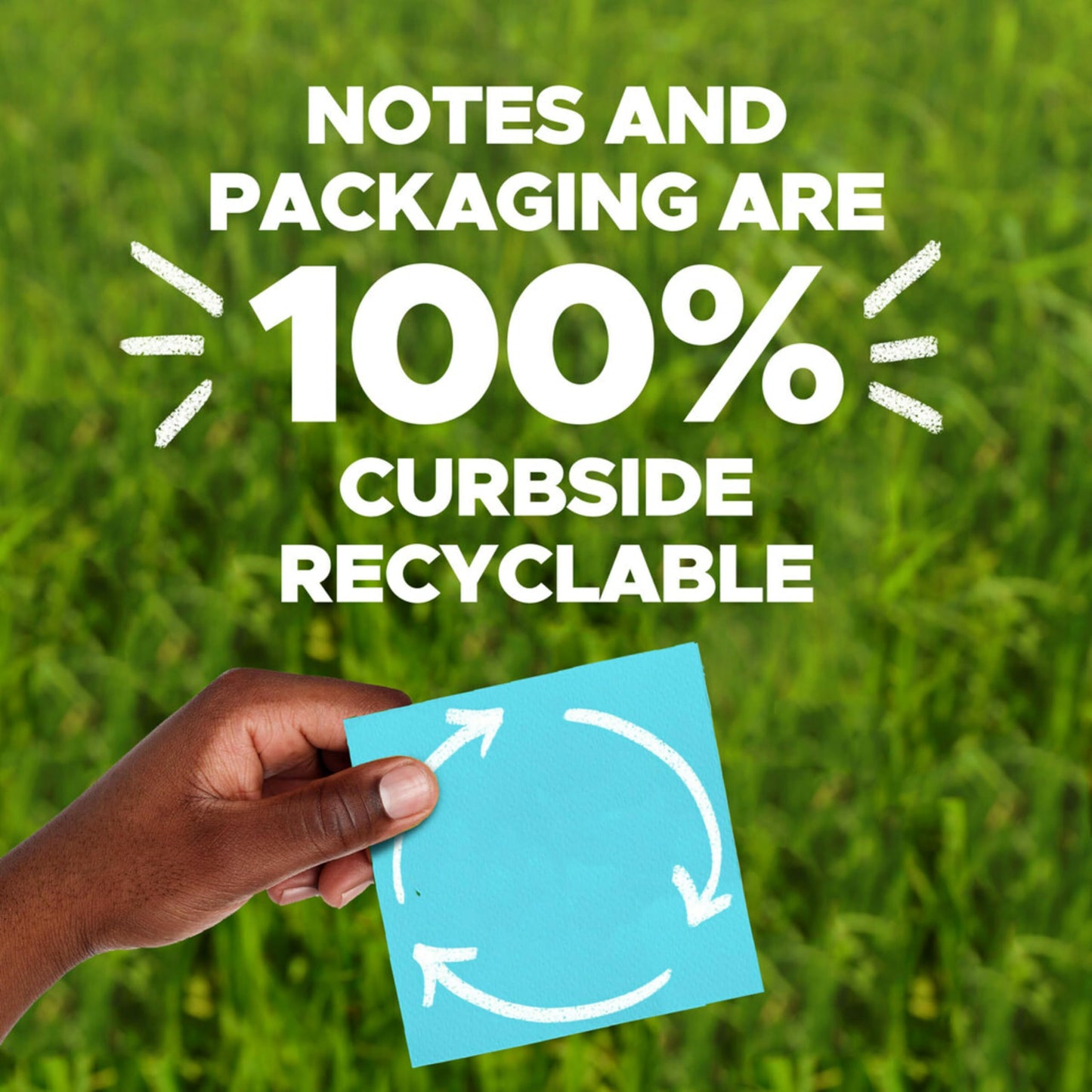 Post-it 100% Recycled Paper Super Sticky Notes, 3 x 3 in., 18 Sticky Note Pads, School Supplies and Office Products, Sticky Notes for Vertical Surfaces, Wanderlust Pastels Collection