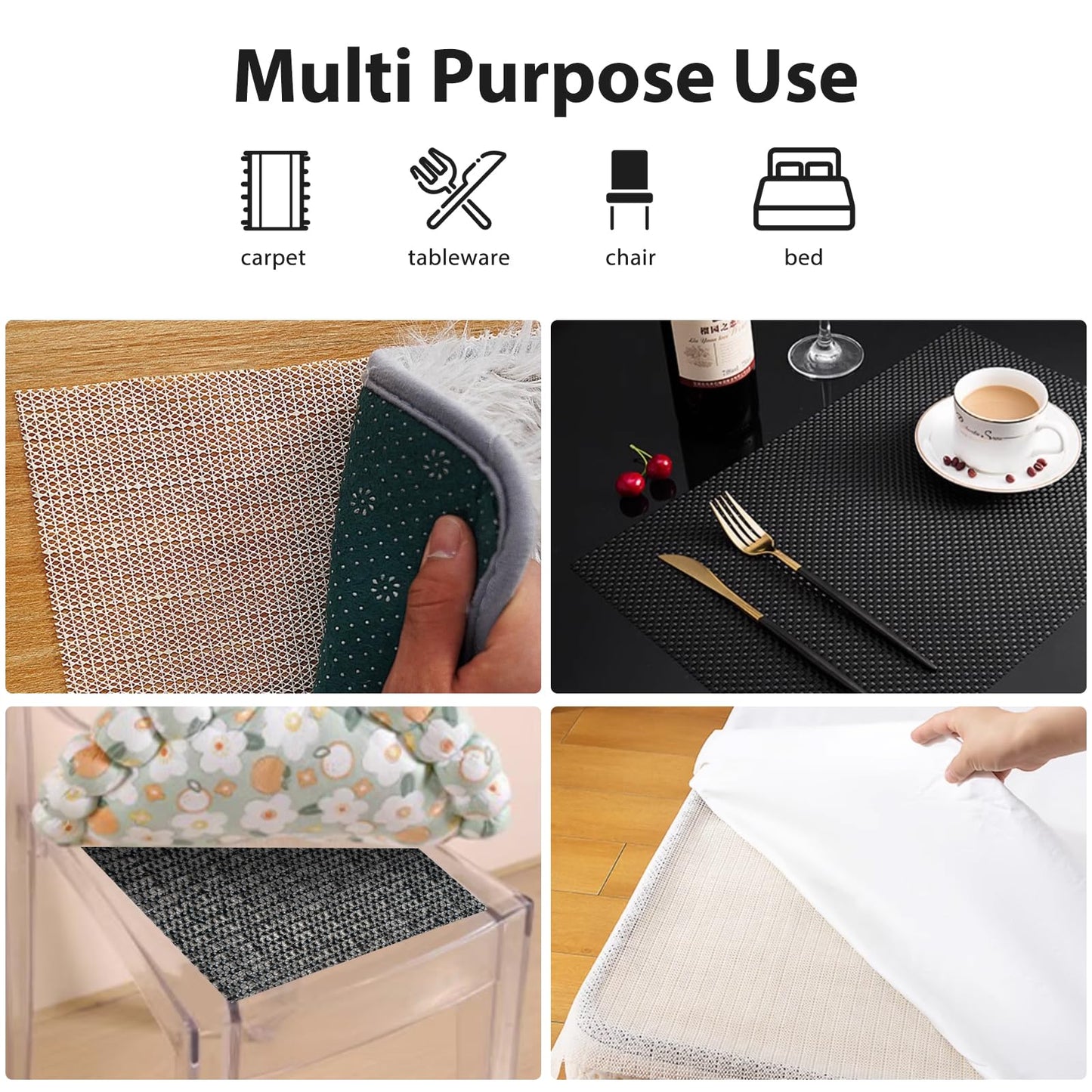 Coyacool Non Slip Rug Pads for Hardwood Floors, 8x10 Rug Pad Gripper for Area Rugs, Under Carpet Anti Skid Mat, Black, Keep Your Rugs Safe and in Place